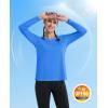 imageMAGCOMSEN SPF Shirts for Women Long Sleeve Workout Tops VNeck UPF 50 UV Sun Shirt Quick Dry Performance Tees Swim TopsAzure