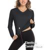 imageMAGCOMSEN SPF Shirts for Women Long Sleeve Workout Tops VNeck UPF 50 UV Sun Shirt Quick Dry Performance Tees Swim TopsBlack