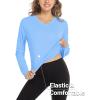 imageMAGCOMSEN SPF Shirts for Women Long Sleeve Workout Tops VNeck UPF 50 UV Sun Shirt Quick Dry Performance Tees Swim TopsBlue
