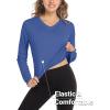 imageMAGCOMSEN SPF Shirts for Women Long Sleeve Workout Tops VNeck UPF 50 UV Sun Shirt Quick Dry Performance Tees Swim TopsBlue Grey