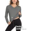 imageMAGCOMSEN SPF Shirts for Women Long Sleeve Workout Tops VNeck UPF 50 UV Sun Shirt Quick Dry Performance Tees Swim TopsDark Grey