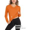 imageMAGCOMSEN SPF Shirts for Women Long Sleeve Workout Tops VNeck UPF 50 UV Sun Shirt Quick Dry Performance Tees Swim TopsDark Orange