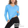 imageMAGCOMSEN SPF Shirts for Women Long Sleeve Workout Tops VNeck UPF 50 UV Sun Shirt Quick Dry Performance Tees Swim TopsIce Blue