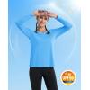 imageMAGCOMSEN SPF Shirts for Women Long Sleeve Workout Tops VNeck UPF 50 UV Sun Shirt Quick Dry Performance Tees Swim TopsIce Blue