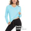 imageMAGCOMSEN SPF Shirts for Women Long Sleeve Workout Tops VNeck UPF 50 UV Sun Shirt Quick Dry Performance Tees Swim TopsLake Blue