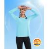 imageMAGCOMSEN SPF Shirts for Women Long Sleeve Workout Tops VNeck UPF 50 UV Sun Shirt Quick Dry Performance Tees Swim TopsLake Blue