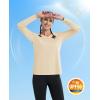 imageMAGCOMSEN SPF Shirts for Women Long Sleeve Workout Tops VNeck UPF 50 UV Sun Shirt Quick Dry Performance Tees Swim TopsLight Apricot
