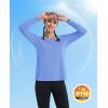 imageMAGCOMSEN SPF Shirts for Women Long Sleeve Workout Tops VNeck UPF 50 UV Sun Shirt Quick Dry Performance Tees Swim TopsLight Blue
