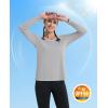 imageMAGCOMSEN SPF Shirts for Women Long Sleeve Workout Tops VNeck UPF 50 UV Sun Shirt Quick Dry Performance Tees Swim TopsLight Grey