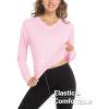 imageMAGCOMSEN SPF Shirts for Women Long Sleeve Workout Tops VNeck UPF 50 UV Sun Shirt Quick Dry Performance Tees Swim TopsLight Pink