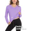 imageMAGCOMSEN SPF Shirts for Women Long Sleeve Workout Tops VNeck UPF 50 UV Sun Shirt Quick Dry Performance Tees Swim TopsLight Purple