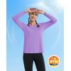 imageMAGCOMSEN SPF Shirts for Women Long Sleeve Workout Tops VNeck UPF 50 UV Sun Shirt Quick Dry Performance Tees Swim TopsLight Purple