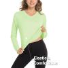 imageMAGCOMSEN SPF Shirts for Women Long Sleeve Workout Tops VNeck UPF 50 UV Sun Shirt Quick Dry Performance Tees Swim TopsPale Green