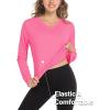 imageMAGCOMSEN SPF Shirts for Women Long Sleeve Workout Tops VNeck UPF 50 UV Sun Shirt Quick Dry Performance Tees Swim TopsRose