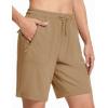 imageMAGCOMSEN Womens Hiking Shorts Lightweight Quick Dry 8quot Golf Shorts Water Resistant with 3 Zipper PocketsKhaki