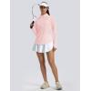 imageMAGCOMSEN Womens Long Sleeve Shirts Sun Protection Half 12 Zip Pullover Rash Guard Quick Dry Hiking Golf Workout TopsLight Pink