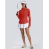 imageMAGCOMSEN Womens Long Sleeve Shirts Sun Protection Half 12 Zip Pullover Rash Guard Quick Dry Hiking Golf Workout TopsRed