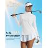imageMAGCOMSEN Womens Long Sleeve Shirts Sun Protection Half 12 Zip Pullover Rash Guard Quick Dry Hiking Golf Workout TopsWhite