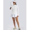 imageMAGCOMSEN Womens Long Sleeve Shirts Sun Protection Half 12 Zip Pullover Rash Guard Quick Dry Hiking Golf Workout TopsWhite