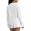 imageMAGCOMSEN Womens Long Sleeve Shirts Sun Protection Half 12 Zip Pullover Rash Guard Quick Dry Hiking Golf Workout TopsWhite