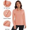imageMAGCOMSEN Womens Polo Shirts Long Sleeve Golf T Shirt Quick Dry UPF 50 Sun Protection Lightweight Athletic Tennis ShirtsApricot