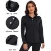 imageMAGCOMSEN Womens Polo Shirts Long Sleeve Golf T Shirt Quick Dry UPF 50 Sun Protection Lightweight Athletic Tennis ShirtsBlack