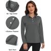 imageMAGCOMSEN Womens Polo Shirts Long Sleeve Golf T Shirt Quick Dry UPF 50 Sun Protection Lightweight Athletic Tennis ShirtsDark Grey