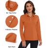 imageMAGCOMSEN Womens Polo Shirts Long Sleeve Golf T Shirt Quick Dry UPF 50 Sun Protection Lightweight Athletic Tennis ShirtsDark Orange
