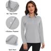imageMAGCOMSEN Womens Polo Shirts Long Sleeve Golf T Shirt Quick Dry UPF 50 Sun Protection Lightweight Athletic Tennis ShirtsLight Grey