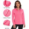 imageMAGCOMSEN Womens Polo Shirts Long Sleeve Golf T Shirt Quick Dry UPF 50 Sun Protection Lightweight Athletic Tennis ShirtsRose Red