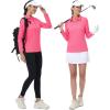 imageMAGCOMSEN Womens Polo Shirts Long Sleeve Golf T Shirt Quick Dry UPF 50 Sun Protection Lightweight Athletic Tennis ShirtsRose Red