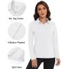 imageMAGCOMSEN Womens Polo Shirts Long Sleeve Golf T Shirt Quick Dry UPF 50 Sun Protection Lightweight Athletic Tennis ShirtsWhite