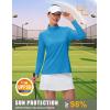 imageMAGCOMSEN Womens Quarter Zip Pullover Long Sleeve UPF 50 Rashguard Golf Sun Protection Shirts Quick Dry Workout TopsBlue Green