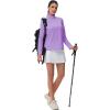 imageMAGCOMSEN Womens Quarter Zip Pullover Long Sleeve UPF 50 Rashguard Golf Sun Protection Shirts Quick Dry Workout TopsLight Purple