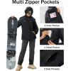 imageMAGCOMSEN Womens Ski Jacket Waterproof Insulated Snow Jacket Warm Windproof Winter Coats with Hood Fleece Lined JacketBlack Grey