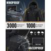 imageMAGCOMSEN Womens Ski Jacket Waterproof Insulated Snow Jacket Warm Windproof Winter Coats with Hood Fleece Lined JacketBlack Grey