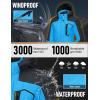 imageMAGCOMSEN Womens Ski Jacket Waterproof Insulated Snow Jacket Warm Windproof Winter Coats with Hood Fleece Lined JacketBlue Black