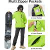 imageMAGCOMSEN Womens Ski Jacket Waterproof Insulated Snow Jacket Warm Windproof Winter Coats with Hood Fleece Lined JacketFluorescent Green