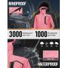 imageMAGCOMSEN Womens Ski Jacket Waterproof Insulated Snow Jacket Warm Windproof Winter Coats with Hood Fleece Lined JacketPink Grey