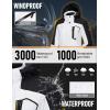 imageMAGCOMSEN Womens Ski Jacket Waterproof Insulated Snow Jacket Warm Windproof Winter Coats with Hood Fleece Lined JacketWhite Black