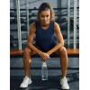 imageMAGCOMSEN Womens Sleeveless Workout Shirts UPF 80 Dry Fit Running Wicking Tank Tops Athletic Gym SummerNavy