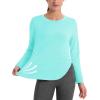 imageMAGCOMSEN Womens Sun Shirts SPF Long Sleeve Workout Tops Athletic UV Protection UPF 80 Quick Dry T ShirtLight Lake Blue