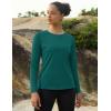 imageMAGCOMSEN Womens Thermal Shirts Fleece Pullover Long Sleeve Undershirt Tops Warm Workout Winter Base LayerEmerald Green