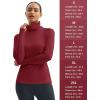 imageMAGCOMSEN Womens Thermal Shirts Mock Turtleneck Long Sleeve Undershirt Fleece Base Layer Top with Thumb HolesVintagered