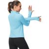 imageMAGCOMSEN Womens UPF 50 Lightweight Zip Up Jackets Cropped Athletic Workout UV Protection Sun Shirt RunningLight Blue