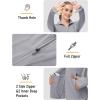 imageMAGCOMSEN Womens UPF 50 Lightweight Zip Up Jackets Cropped Athletic Workout UV Protection Sun Shirt RunningLight Grey