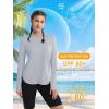 imageMAGCOMSEN Womens UPF 80 Sun Protection Hoodie Long Sleeve Hiking Fishing Lightweight UV Rashguard with Thumb HoleL Grey