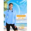 imageMAGCOMSEN Womens UPF 80 Sun Protection Hoodie Long Sleeve Hiking Fishing Lightweight UV Rashguard with Thumb HoleSky Blue