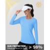 imageMAGCOMSEN Womens UPF 80 Workout Shirts Long Sleeve Atheltic TShirt Quick Dry Rash Guard Swim TopsCascade Blue