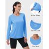 imageMAGCOMSEN Womens UPF 80 Workout Shirts Long Sleeve Atheltic TShirt Quick Dry Rash Guard Swim TopsCascade Blue